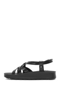 صندل زنانه مشکی متالیک با زیره ضخیم دری مد