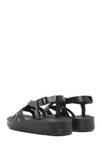 صندل زنانه مشکی متالیک با زیره ضخیم دری مد