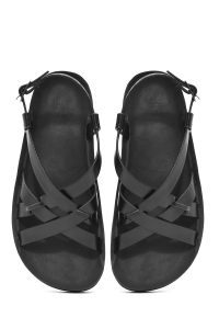 صندل زنانه مشکی متالیک با زیره ضخیم دری مد