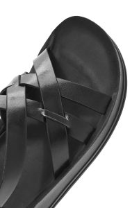 صندل زنانه مشکی متالیک با زیره ضخیم دری مد