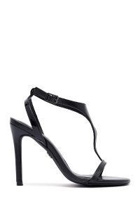 صندل زنانه مشکی مچی سگک‌دار پاشنه‌بلند نازک دری مد