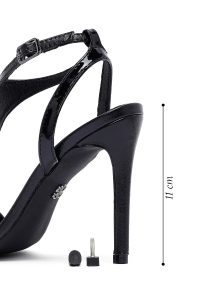 صندل زنانه مشکی مچی سگک‌دار پاشنه‌بلند نازک دری مد