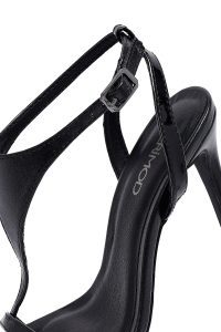 صندل زنانه مشکی مچی سگک‌دار پاشنه‌بلند نازک دری مد