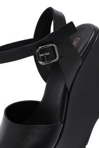 صندل زنانه مشکی مچی سگک‌دار پاشنه‌بلند ضخیم دری مد