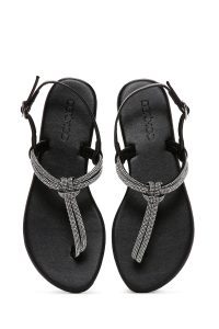 صندل زنانه مشکی نگین‌دار انگشتی دری مد