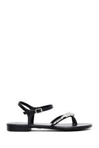 صندل زنانه مشکی نگین‌دار انگشتی دری مد