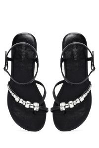 صندل زنانه مشکی نگین‌دار انگشتی دری مد