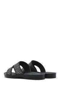 صندل زنانه مشکی نگین‌دار با بند پشت پا دری مد