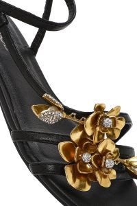 صندل زنانه مشکی نگین‌دار بنددار دری مد