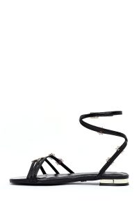 صندل زنانه مشکی نگین‌دار بنددار دری مد