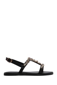 صندل زنانه مشکی نگین‌دار دری مد