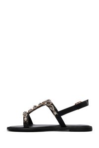 صندل زنانه مشکی نگین‌دار دری مد