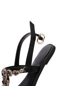 صندل زنانه مشکی نگین‌دار دری مد