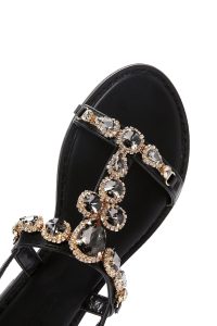 صندل زنانه مشکی نگین‌دار دری مد