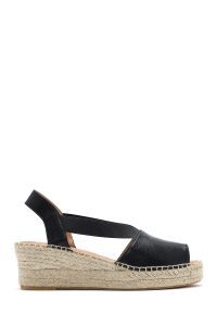 صندل زنانه مشکی پاشنه لژ چرم دری مد