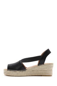 صندل زنانه مشکی پاشنه لژ چرم دری مد