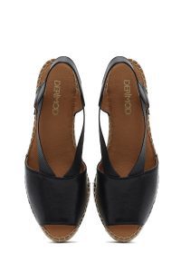 صندل زنانه مشکی پاشنه لژ چرم دری مد