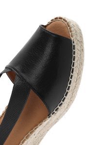 صندل زنانه مشکی پاشنه لژ چرم دری مد