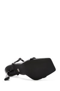 صندل زنانه مشکی پاشنه نازک بلند بنددار دری مد