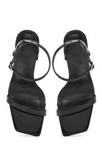 صندل زنانه مشکی پاشنه نازک بلند بنددار دری مد