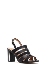 صندل زنانه مشکی پاشنه‌ضخیم بنددار دری مد