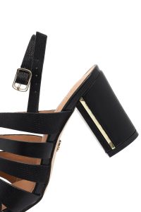 صندل زنانه مشکی پاشنه‌ضخیم بنددار دری مد