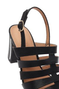 صندل زنانه مشکی پاشنه‌ضخیم بنددار دری مد