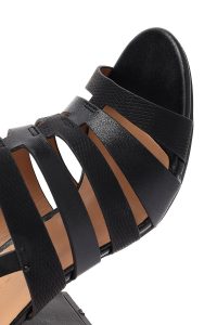 صندل زنانه مشکی پاشنه‌ضخیم بنددار دری مد