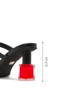 صندل زنانه مشکی پاشنه‌ضخیم دری مد