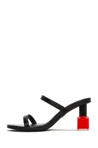 صندل زنانه مشکی پاشنه‌ضخیم دری مد