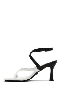 صندل زنانه مشکی پاشنه‌نازک بنددار دری مد