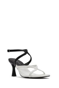 صندل زنانه مشکی پاشنه‌نازک بنددار دری مد