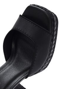 صندل زنانه مشکی پلتفرم پاشنه ضخیم بلند بنددار دری مد