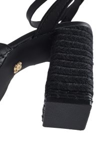 صندل زنانه مشکی پلتفرم پاشنه ضخیم بلند بنددار دری مد