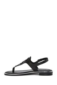 صندل زنانه مشکی چرم انگشتی دری مد