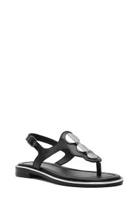 صندل زنانه مشکی چرم انگشتی دری مد