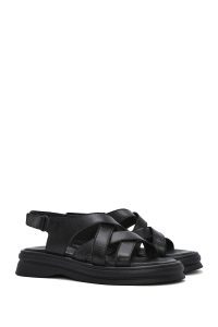 صندل زنانه مشکی چرم بند پشت باز دری مد