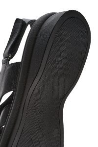 صندل زنانه مشکی چرم بند پشت باز دری مد