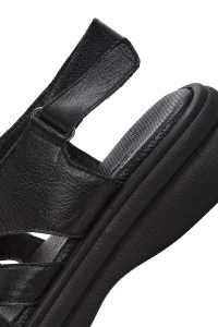 صندل زنانه مشکی چرم بند پشت باز دری مد