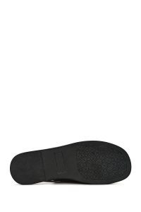 صندل زنانه مشکی چرم بند کشی پشت باز دری مد