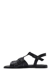 صندل زنانه مشکی چرم بنددار دری مد