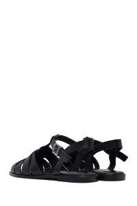 صندل زنانه مشکی چرم بنددار دری مد