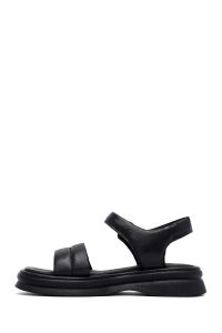 صندل زنانه مشکی چرم بنددار دری مد