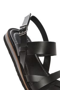 صندل زنانه مشکی چرم بنددار دری مد