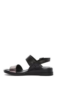 صندل زنانه مشکی چرم بنددار دری مد