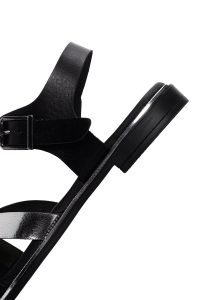 صندل زنانه مشکی چرم بنددار دری مد