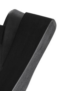 صندل زنانه مشکی چرم بنددار لژدار دری مد