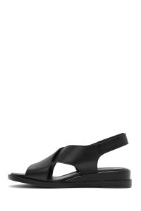 صندل زنانه مشکی چرم بندی دری مد