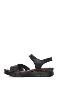 صندل زنانه مشکی چرم بندی راحتی دری مد