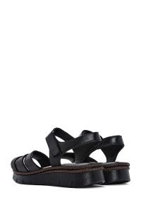 صندل زنانه مشکی چرم بندی راحتی دری مد